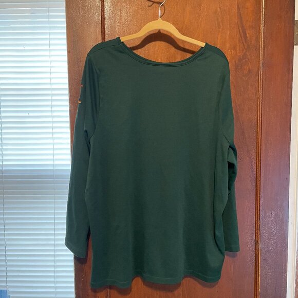 Quacker Factory Dark Green Embroidered Fall Breeze 3X - Picture 2 of 5